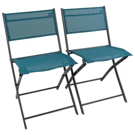VCM Gartenstuhl 2er Set klappbar 45 x 46 x 79 cm blau