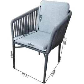 ACAMP Manhattan Gartenstuhl 61 x 81 x 61 cm grau 4 St.