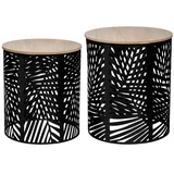 Atmosphera - Set aus 2 Couchtischen Blätter schwarz - Schwarz