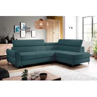 99rooms Parker Ecksofa Velours Jasmine Türkis Rechts mit Schlaffunktion
