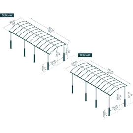 CANOPIA Doppelcarport Alpine 3,59 x 8,58 m grau inkl. Regenrinne