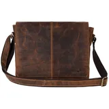 GREENBURRY Vintage Messenger Umhängetasche Leder 33 cm brown