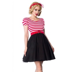 BELSIRA A-Linien-Kleid Vintage Rockabilly Jersey Kleid Retrokleid Minikleid mit Tellerrock bunt|rot|schwarz|weiß 2XL