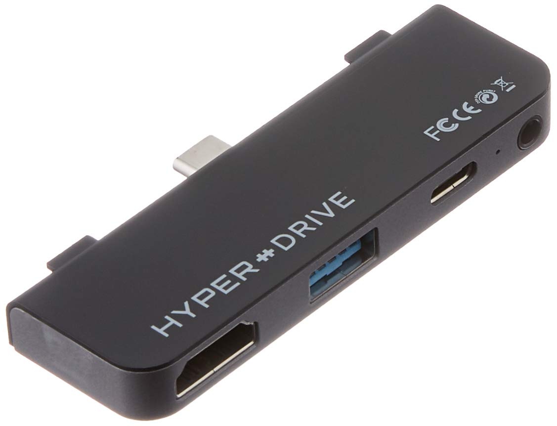 HyperDrive USB-C-Hub-Adapter für iPad Pro 11 n 12.9 Zoll, die meisten USBC Smartphones/Tablets, 4-in-1 USB-C Hub Dongle mit 4K HDMI, C-USB PD Aufladen, USB 3.0, 3,5mm Kopfhörerbuchse, Space Grey