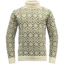 Devold of Norway Hoddevik Wool High Neck Pullover Offwhite / Olive XS