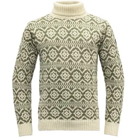 Devold of Norway Hoddevik Wool High Neck Pullover Offwhite / Olive XS