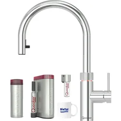BieTal® Quooker Wasserhahn Flex verchromt glänzend & PRO3 & Sprudelwasser CUBE & Filter