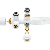 Belrad Anschlussgarnitur Mittelanschluss Heizkörperthermostat Multiblock Eck Weiß