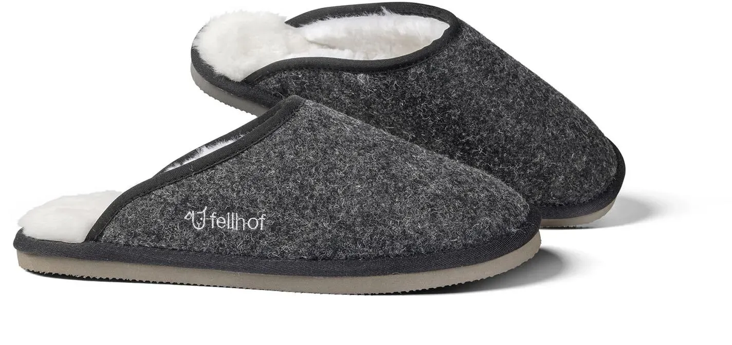 Fellhof Lammfellpantoffel Trendy Filz+ 36/37 | anthrazit-melange - grau