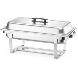 Hendi Chafing Dish GN 1/1, 4er-Set für Buffets, hochglanzpoliert, inkl. Rahmen + Deckel, Warmhaltebehälter, Speisewärmer, 9L, Edelstahl