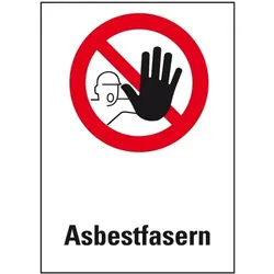 Schild I Verbots-Kombischild Asbestfasern, Kunststoff, 300x400mm, ASR A1.3, DIN 4844 D-P006