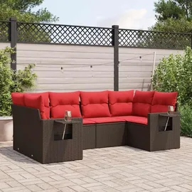 vidaXL Gartensofa-Set mit Kissen, braun, Polyrattan
