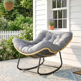 Outsunny Rattan Schaukelstuhl 110 x 87 x 70 cm Grau