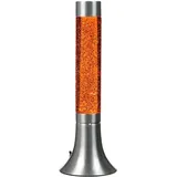 Lavalampe Aluminium Glas in Silber Orange Glitter Jugendzimmer 37,5 cm G9 inklusive Leuchtmittel Glitzer Tischleuchte Retro YVONNE