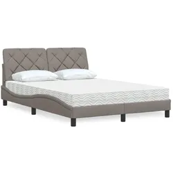 Bett mit Matratze Taupe 140x200 cm Stoff