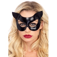 Leg Avenue A2755 - Vinyl Katze Maske - Einheitsgröße, schwarz, Damen Karneval Kostüm Fasching
