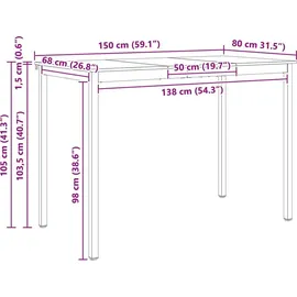 vidaXL Bartisch 150 x 80 x 105 cm Weiß