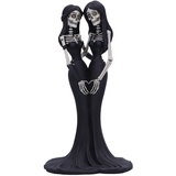 Nemesis Now Eternal Sisters Dekofigur aus Kunstharz, 24 cm, Gothic-Hochzeitsgeschenk, Skelett-Schwestern, aus feinstem Kunstharz, handbemalt, Schwarz und Weiß