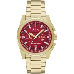 Chronograph ARMANI EXCHANGE, gelbgoldfarben, Armbanduhren, Herren, Quarzuhr, Armbanduhr, Herrenuhr, Edelstahlarmband, Tag, Stoppfunktion