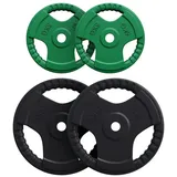 GORILLA SPORTS Hantelscheiben Einzeln/Set, 30mm, aus Gusseisen mit Gummi Gripper, Farbwahl, Gewichtsscheiben, Scheiben
