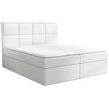 A&J MöbelLand GmbH Boxspringbett DAN mit 2 Bettkästen, Bonell-Matratze und Topper. (Boxspringbett mit Bettkasten und gepolstertem Kopfteil. Gratis Topper – nur jetzt erhältlich!, Kostenlose Lieferung! TOP ANGEBOT), Länge 208 cm Höhe 106 cm weiß 180 cm x 200 cm x 106 cm
