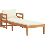 vidaXL Akazienholz Massiv Sonnenliege mit Cremeweißen Kissen Gartenliege Holzliege Gartenmöbel Liege Relaxliege Saunaliege Strandliege