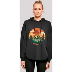 Kapuzenpullover F4NT4STIC "Sonnenuntergang Berglandschaft", Damen, Gr. XS, schwarz, Obermaterial: 100% Baumwolle, casual, oversize, Langarm, Pullover, Premium Qualität