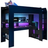 Parisot Hochbett Gaming - mit Schreibtisch, 90x200cm schwarz