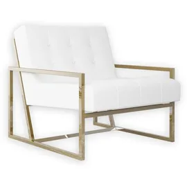 s-style möbel Loungesessel Elfriede Bouclé 84 x 81 x 89 cm Weiß/Gold