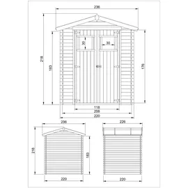 TIMBELA Gartenhaus Timbela M369 2,36 x 2,26 m Beige