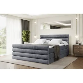 altdecor Boxspringbett CELESTIA-Z KING - 160x200 - H3/H4 - Dunkelgrau