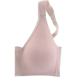 PETITE FLEUR Soft-BH PETITE FLEUR, Damen, Gr. 85, Cup F, rosa (rosa, weiß), Jersey, Obermaterial: 90% Baumwolle, 5% Elasthan, 5% Polyamid, BHs Soft-BH, ohne Bügel, Baumwolle mit Spitzen-Details, große Größen, bequemer BH