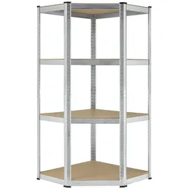 Juskys Eckregal Metall 155x160x155 cm Silber