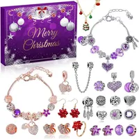 LuxusKollektion Schmuck-Adventskalender Adventskalender Schmuck Lila 2024 Mädchen Teenager Frauen DIY