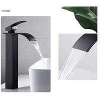 Waschtisch-Armatur, Wasserfall-Design, Heiß- und Kaltwasser-Mischbatterie, schwarzes Öl groß