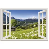 ARTland Wandbild »Fensterblick Bayerischen Alpen«, Berge, (1 St.), als Alubild, Leinwandbild, Wandaufkleber oder Poster in versch. Größen weiß