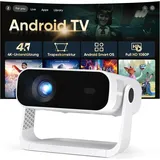 Smart Mini Beamer 4K Android 14 WLAN6 Bluetooth 5.2 20000LM Heimkino Projektor H