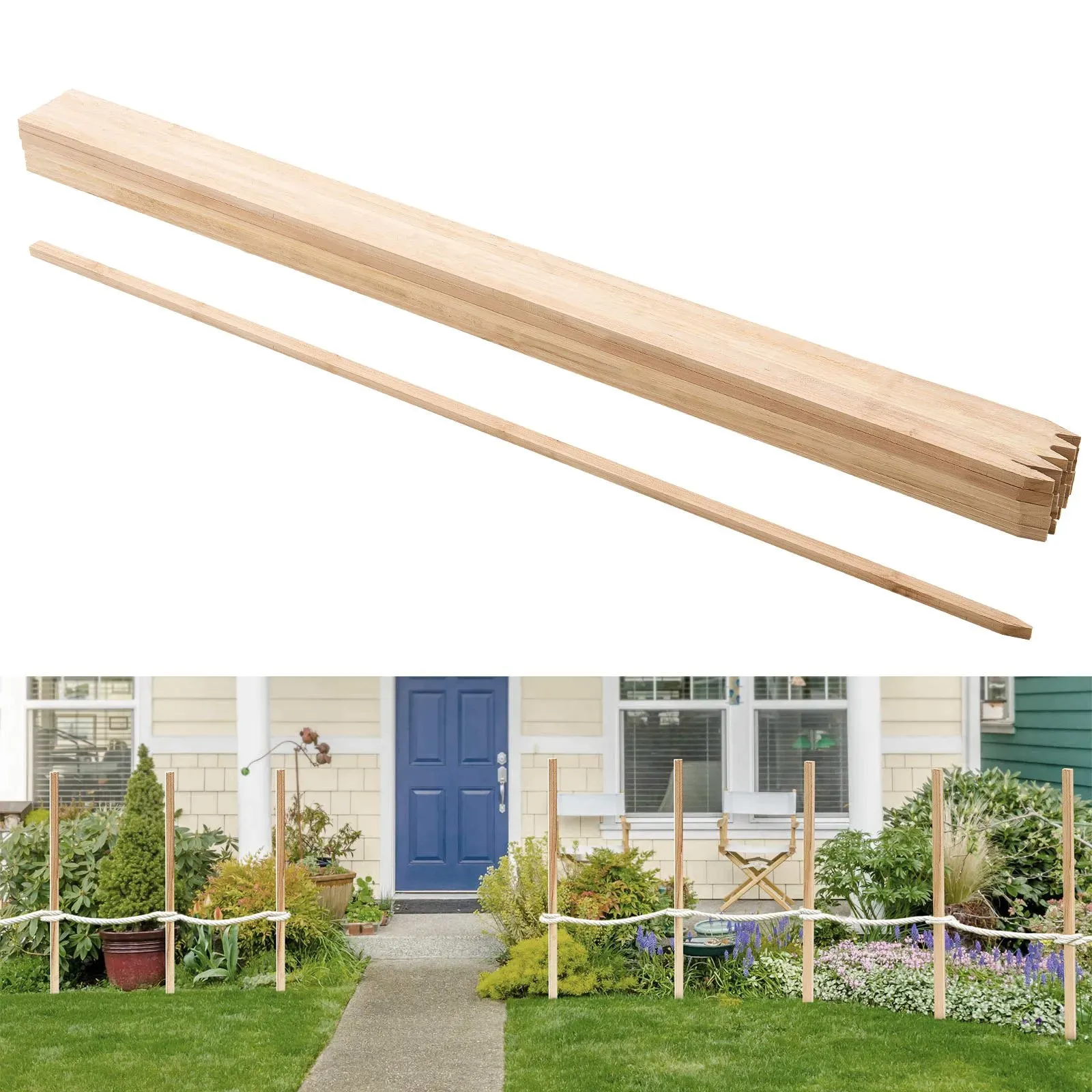 VEVOR Holzpfähle, 25 Stk. 17,53x12,7x1219,2 mm Holzpflöcke, Holzpfosten mit scharfer Spitze, Zaunpfähle aus Tannenholz, Wegweiser für Schlammzäune, Hinterhofbegrenzungen, Grundlinien