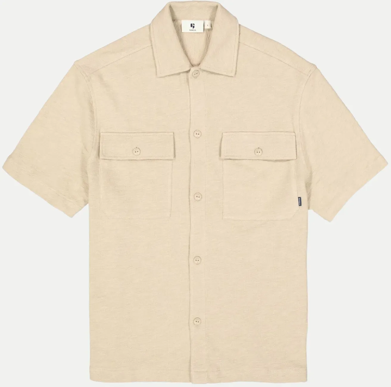 Jersey Kurzarm-Hemd Beige L