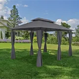 Gardenson Pavillon, Metall, quadratisch, 400x275x300 cm, gastro- und objekttauglich, wetterbeständig, UV-beständig, regenabweisend, Sonnen- & Sichtschutz, Pavillons & Pergolas, Pavillons