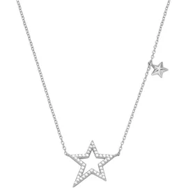 Smart Jewel Collier SMART JEWEL "mit Sternen und Zirkonia, Silber 925", silber, Halsketten, Damen, 45cm, Silber 925 (Sterlingsilber), Collier