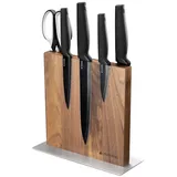 Navaris Messerhalter magnetisch aus Walnuss - Magnet Messerblock Messerbrett Magnethalter beidseitig - Messer Halterung Holz unbestückt