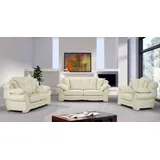 Salottini 3-2-1 Garnitur Leder 3-Sitzer + 2-Sitzer + Sessel Weiß