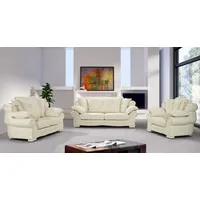 Salottini 3-2-1 Garnitur Leder 3-Sitzer + 2-Sitzer + Sessel Weiß