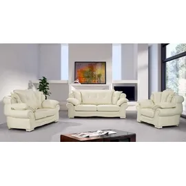 Salottini 3-2-1 Garnitur Leder 3-Sitzer + 2-Sitzer + Sessel Weiß