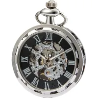 SEWOR Gear Shape Unisex-Taschenuhr mit mechanischem Handaufzug SEW266 (Silber Schwarz)
