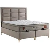 Villa Möbel Bett Set Roma 90x200 Beige, Bett (ohne Matratze), Bett mit Stauraum - Beige