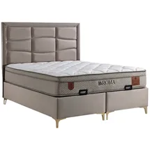 Villa Möbel Bett Set Roma 90x200 Beige, Bett (ohne Matratze), Bett mit Stauraum - Beige