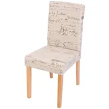 MCW 2er-Set Esszimmerstuhl Stuhl Küchenstuhl Littau Textil mit Schriftzug, creme, helle Beine