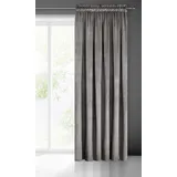 Eurofirany Pierre Samt Vorhang mit Kräuselband -1 STK. Velvet Einfarbig Gardine 200g/m2, Samtvorhang für Wohnzimmer Schlafzimmer, 140x300 cm, Grau